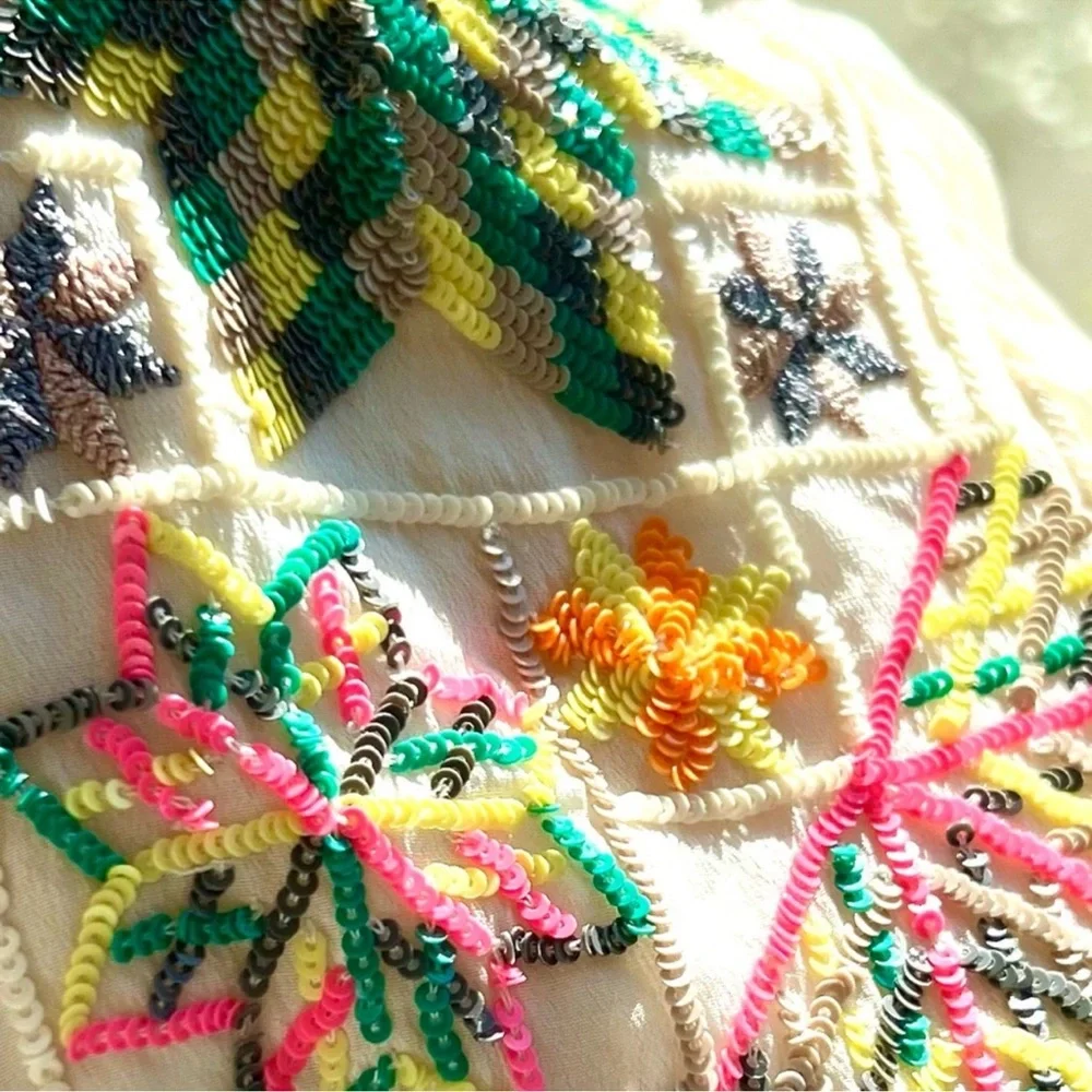 Anthropologie Tanvi Kedia Gauze Dolman Beaded Top - Picture 8 of 9